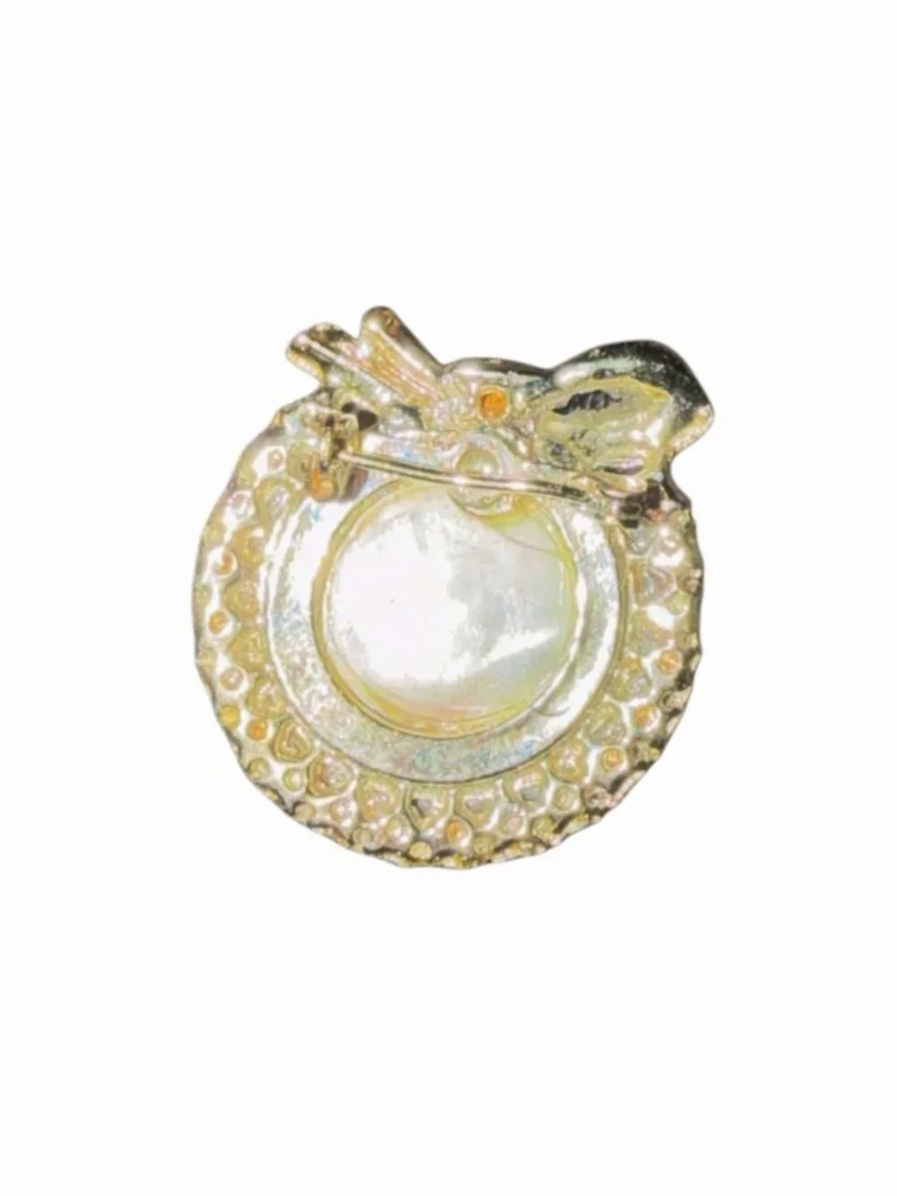 Clear Rhinestone Vintage Mother Bow Wreath Lapel Pin Brooch Women's Jewelry